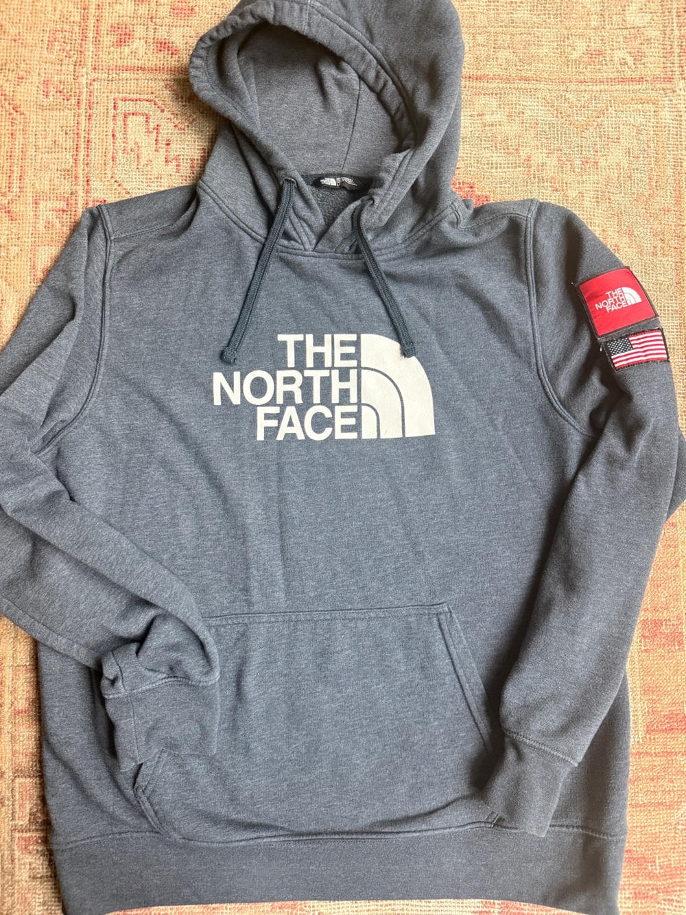 The North Face Men's Hooded Pullover - Charcoal with White Logo